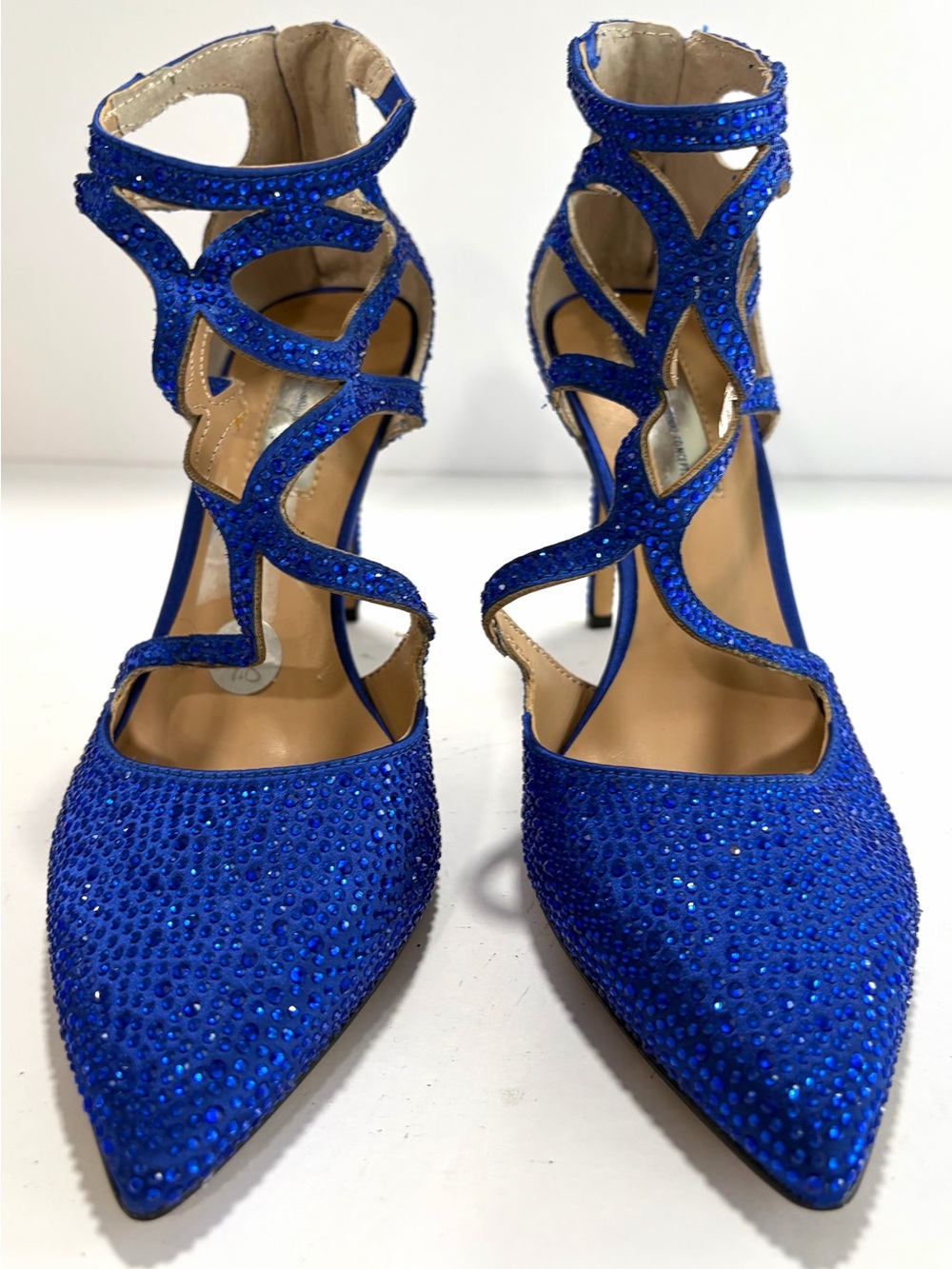 INC Royal Blue Rhinestone Caged Pumps Heels Size 7.5